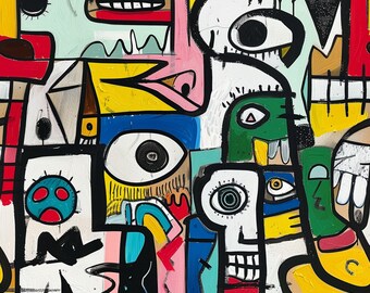 Cubist Style Seamless Digital Pattern, 12x12 inch JPG File, High Resolution at 300 DPI, Perfect for Creative Projects