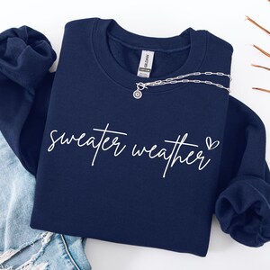 Sweater Weather Sweatshirt | Navy Cozy Crewneck