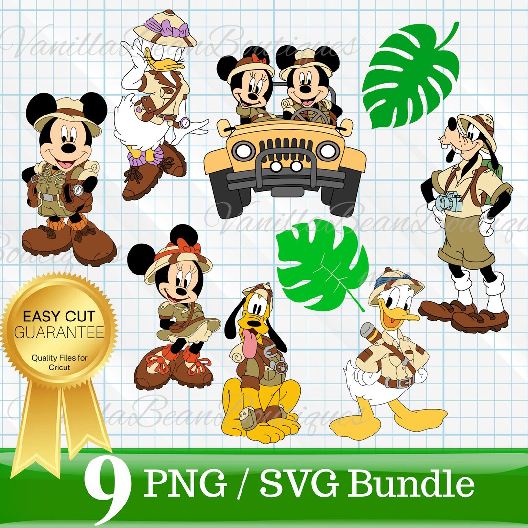 Mickey Safari SVG, Mickey Safari Layered SVG, Mickey Safari Png, Cricut ...