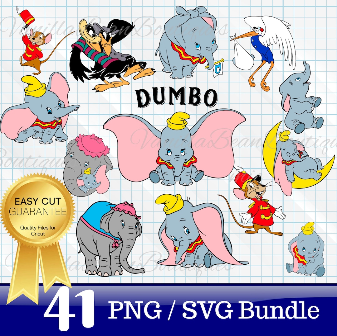 Dumbo Layered SVG, Dumbo PNG, Dumbo SVG, Dumbo Clipart for Cricut