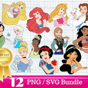 Princess SVG Bundle, Frozen svg, Tangled svg, Snow White svg, Little Mermaid svg, princess clipart, princess png, Ariel svg