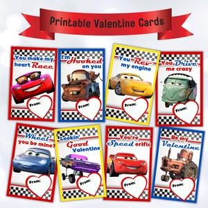 Cars Valentine Cards, Cars Valentine's Day Cards, Printable Lighting ...