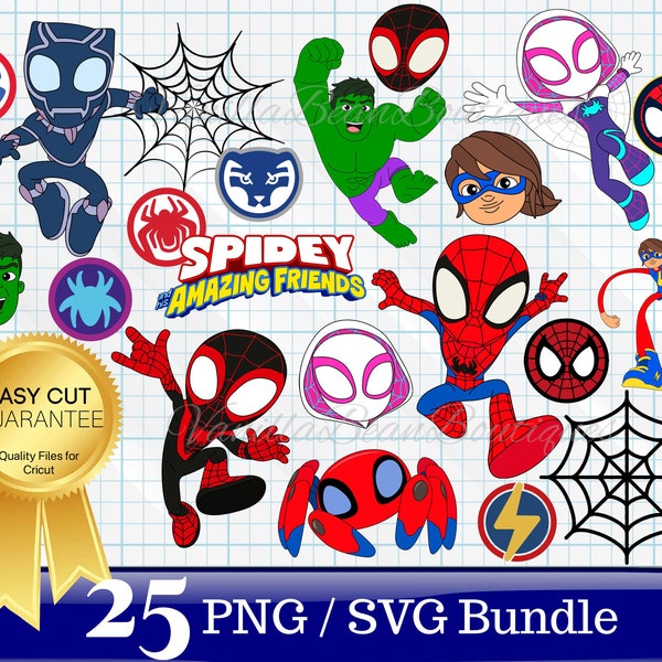 Spidey and his Amazing Friends SVG Bundle, Spidey and his Amazing Friends PNG, Spidey SVG, Spidey Shirt, Spidey Birthday, Spidey Clipart
