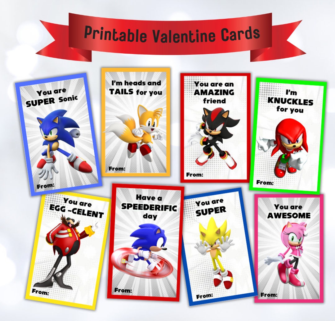 Sonic Valentine Cards Sonic Hedgehog Valentine s Day Cards Printable Sonic Tails Valentines
