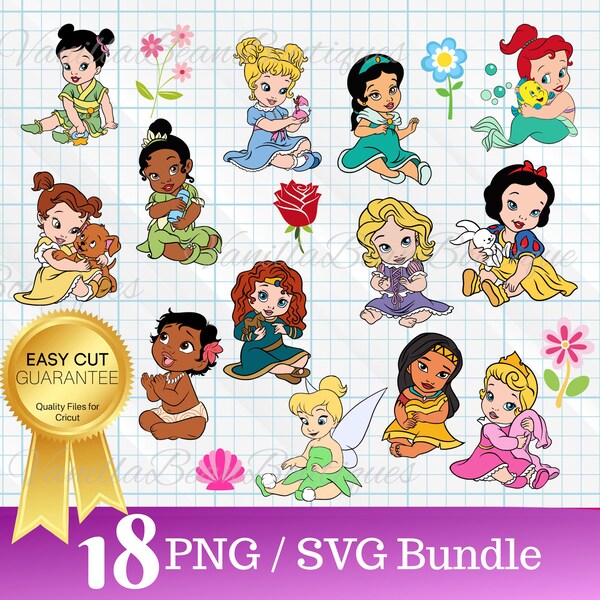 Baby Princess SVG, Baby Princess Layered SVG Bundle, Baby Princess png, Princess SVG Cricut, Baby mermaid svg, baby belle svg, baby tiana