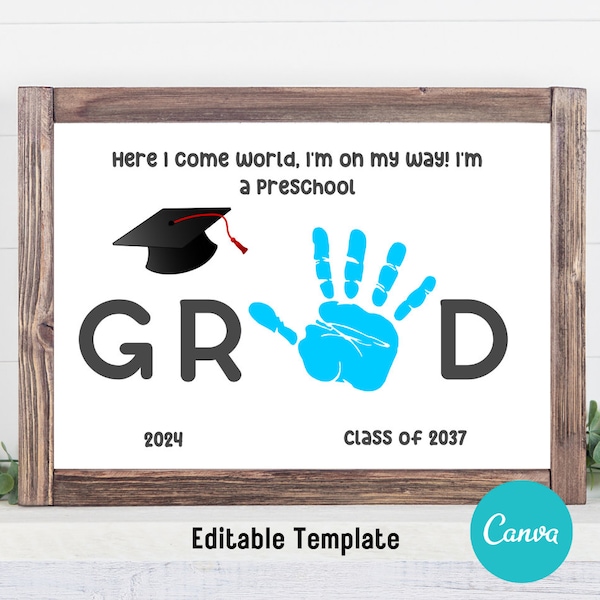 Editable Preschool Handprint Craft, Preschool Graduation Handprint Keepsake, Printable Preschool Handprint Sign, Preschool DIY Handprint