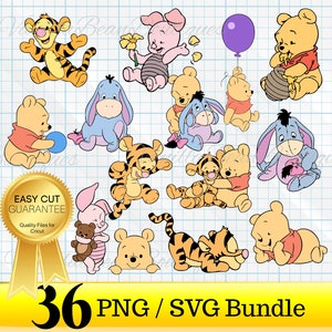 Baby Winnie the Pooh SVG Bundle, Baby Winnie the Pooh PNG, Baby Pooh SVG, Baby Eeyore svg, Baby Winnie the Pooh Clipart, Baby Tigger svg,