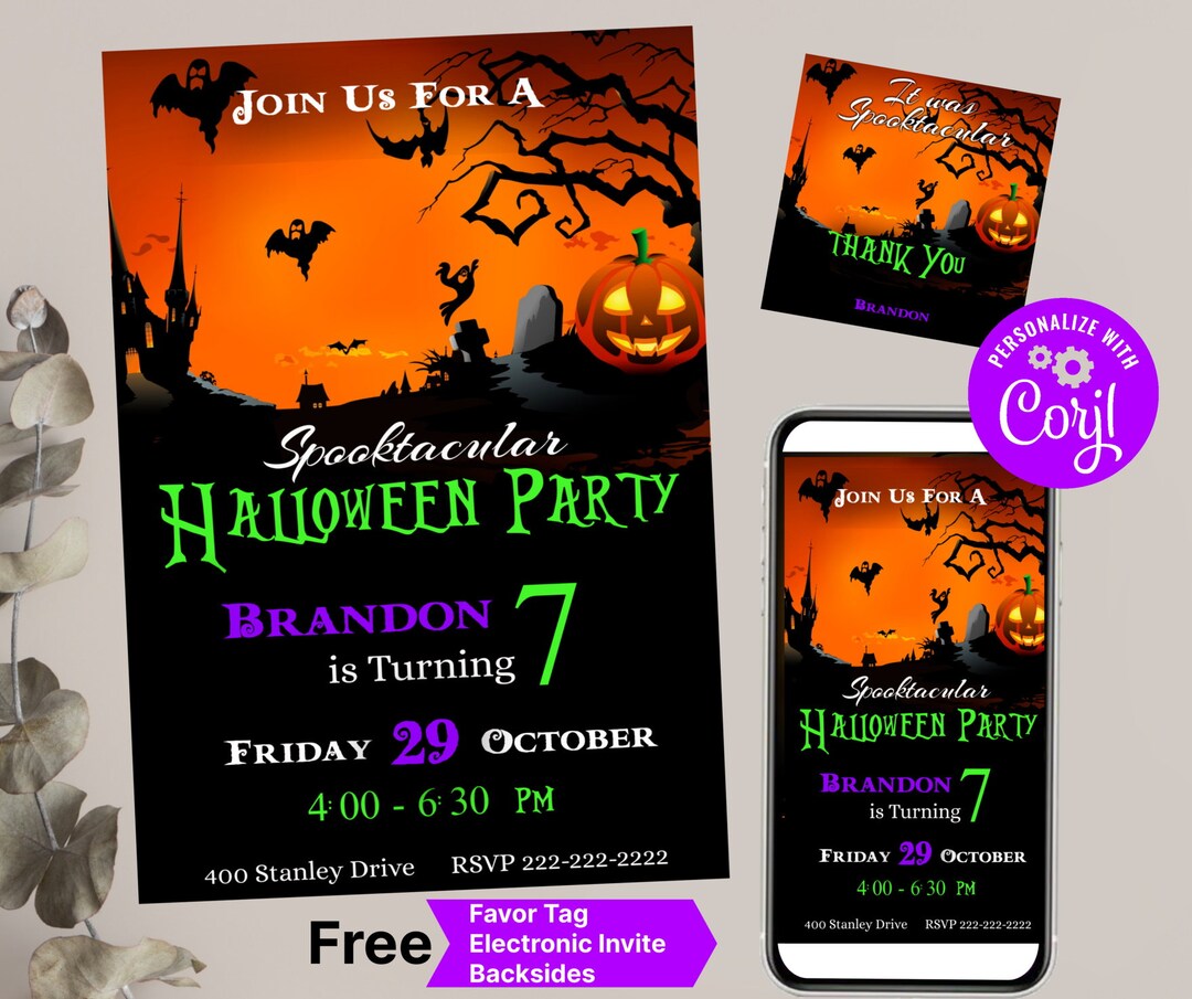 Halloween Birthday Editable Invitation Halloween Invitation - Etsy