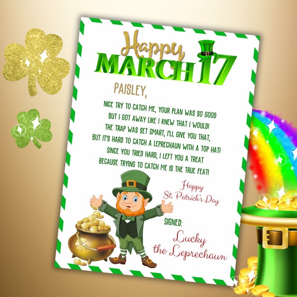 Editable Leprechaun Letter, St Patrick's Leprechaun Letter, Editable St Patrick's Letter, Editable Leprechaun Template