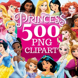 Princess PNG Bundle, Princess Clipart Instant Download, Princess Birthday, Moana clipart, Frozen png, Snow White clipart, sleeping beauty