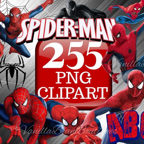 Spiderman PNG Clipart Bundle, Superheld Clipart, Spiderman Geburtstag, Spiderman Schriftart, Spiderman Buchstaben, Spiderman Clip Art