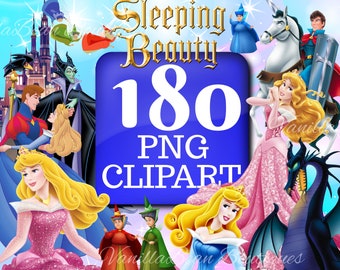 Sleeping Beauty PNG Clip art, Aurora png clipart Printable Images Instant Download, Princess clipart Iron on girl t shirt decor birthday