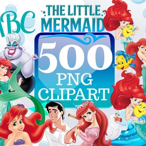 Little Mermaid PNG Bundle, The Little Mermaid Clipart Instant Download, Princess Birthday, Princess clipart, Ariel png, Ariel clipart