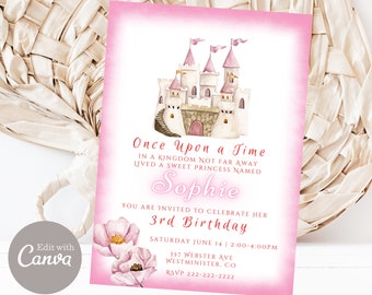 Princess Birthday Invitation, Princess Invitation Template, Girl Birthday Party Invitation, Editable Instant Download