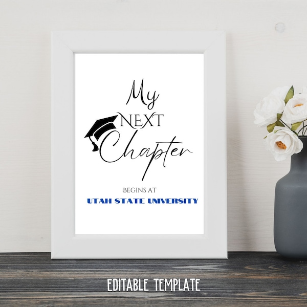 Editable Graduation Sign, My Next Chapter, Personalized Graduation Printable, Graduation Party Decoration, High School Senior 2024