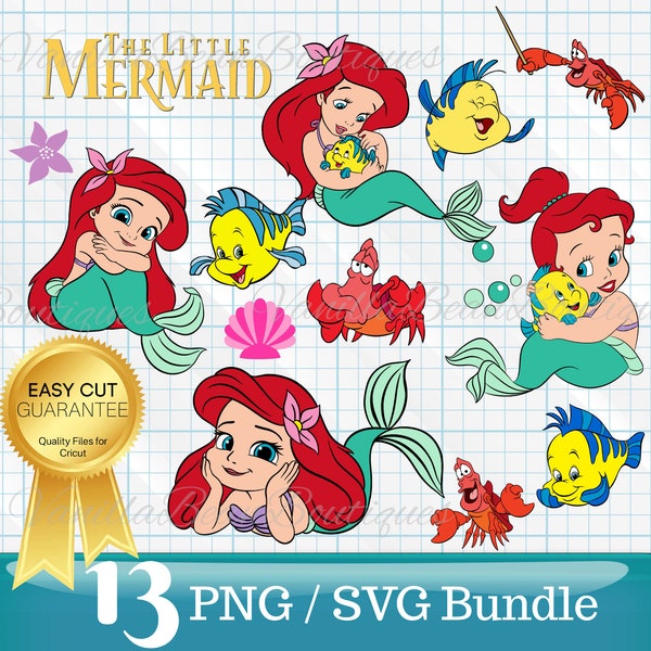 Baby Ariel SVG, Baby Little Mermaid Layered SVG, Baby Ariel png, Cricut SVG, Baby mermaid clipart for cricut, little Mermaid svg bundle,