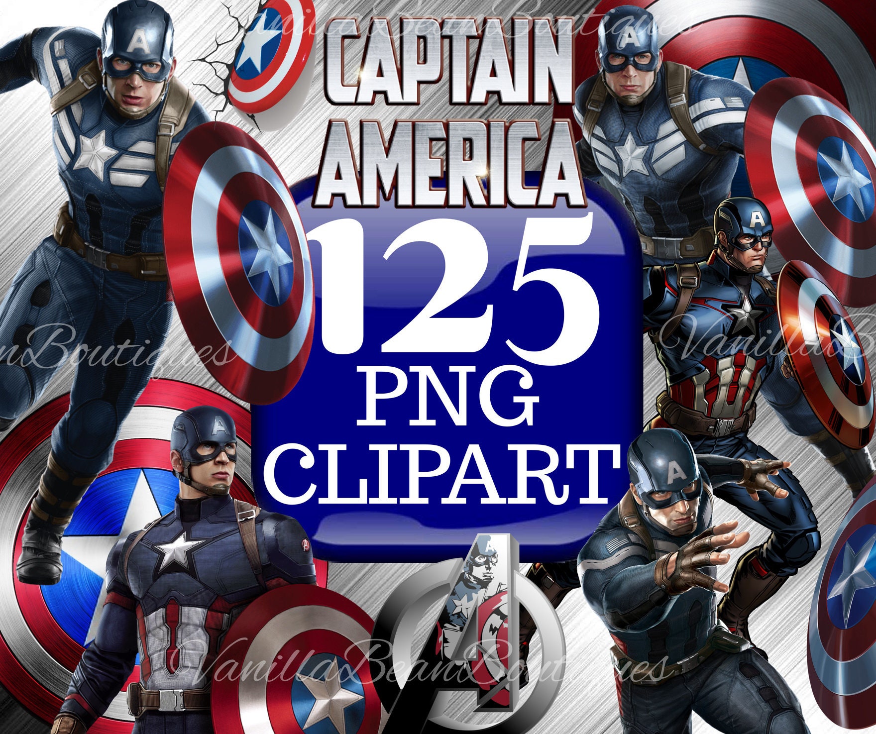 Captain America PNG Captain America Clipart Bundle Superhero - Etsy