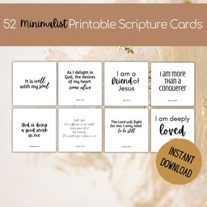 Minimalistische druckbare Schriftkarten, Ermutigungskarten, Gebetskarten, Bibelverskarten, Inspirationskarten, Motivationskarten