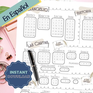 Tracker di lettura della Bibbia in spagnolo, Pianificatore di studio quotidiano della Bibbia, Stampabili cristiani, Lettura della Bibbia, Download istantaneo, SPAGNOLO, ESPANOLO