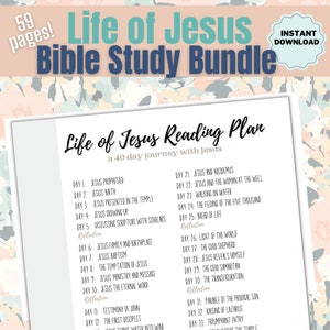 Printable Bible Study, Life of Jesus, Bible reading tracker, Easter Study, Printable Lent Calendar, Christian Devotional, Bible journal