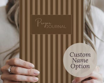 Personalized Prayer Journal Striped Two Tone burgundy blush Custom Name gift Bible Study Notebook Faith gift for Christian women Christian