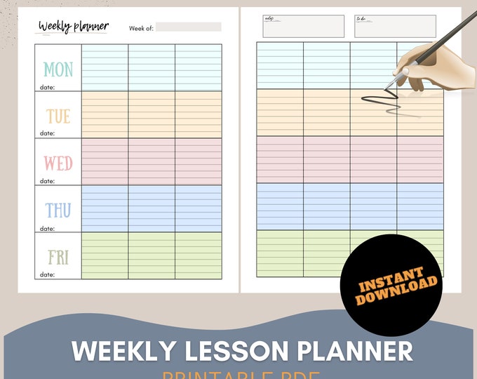 Teacher Lesson Plan Template, Printable Planner (PDF) - Etsy Canada