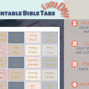 Pink Printable Bible Tabs, Bible Tabs, Bible Study Tools, Bible ...