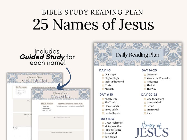 Printable Bible Study Bundle of Jesus Daily Devotional Planner for women Faith Chronological Scripture journal template Christian gift pdf image 2