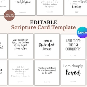 Editable Scripture cards template Personalized memory verse cards printable Prayer Cards Bible Verse Cards Inspirational Christian gift idea