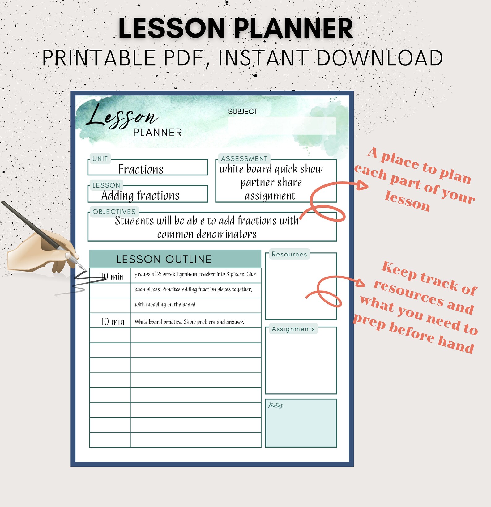 Teacher Lesson Plan Template Printable Homeschool Planner - Etsy