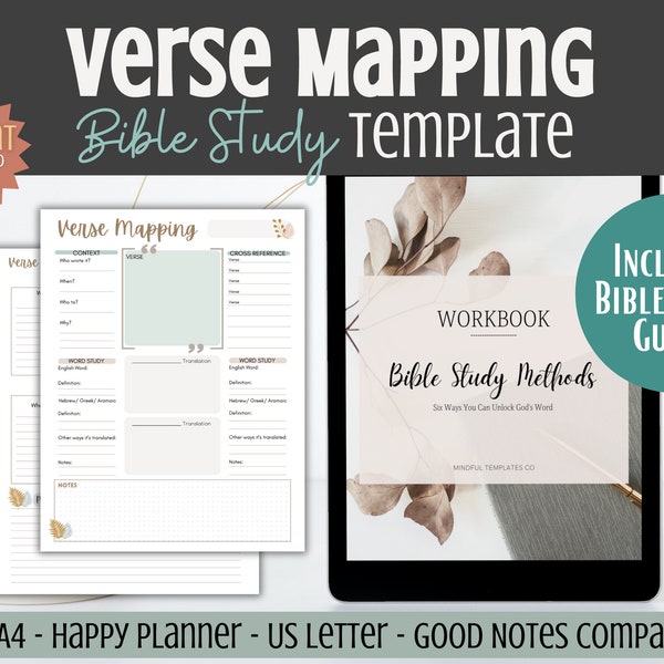 Verse Mapping Bible Study Guide &Template - Printable Devotional Plan for Women of Faith with Bible Study Tools. Bible journal Scripture