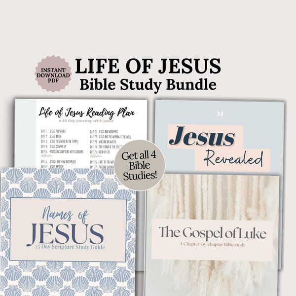 Printable Bible Study Bundle of Jesus Daily Devotional Planner for women Faith Chronological Scripture journal template Christian gift pdf