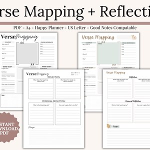 Bible Study Template Printable PDF for beginners and seasoned readers. Includes SOAP Bible Study Template, Verse Mapping, Thematic Bible Study, Topical Bible Study, Character Study, and Chapter Summary. A devotional guide and printable Christian resource for women and teens. Perfect faith gift idea, daily devotional notes, or scripture journal. Works with Goodnotes, Notability, and instant download.