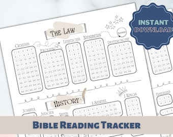 Bible Reading Tracker Daily Bible Study planner Christian Printables Bible reading Instant download