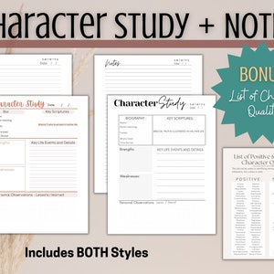 Bible Character Study Guide, Printable Bible Study Template Daily ...