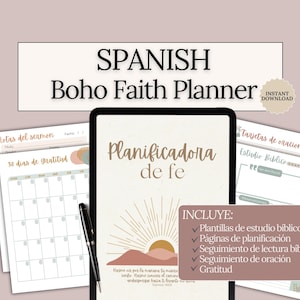 SPANISH Faith Journal Printable Bible study templates scripture prayer planner Tabs Bible reading trackers digital devotional Christian gift