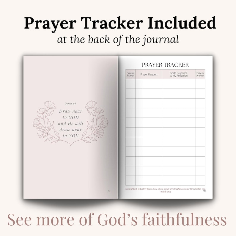 Prayer request tracking page from the Guided Bible Study Journal featuring spaces for date, request, answers, and praise. Ideal for Christian women wanting a faith journal that supports intentional prayer and spiritual growth. A helpful tool for quiet time, church ministry, and small group discipleship.