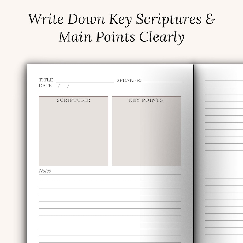 A minimalist Christian Sermon Notes Journal for women featuring “Church Notes” on the cover. Perfect for taking sermon notes, scripture reflections, and small group Bible study. A thoughtful Christian gift for Christmas, birthdays, confirmation, or religious holidays. Modern faith notebook design to help you stay engaged and grow spiritually.