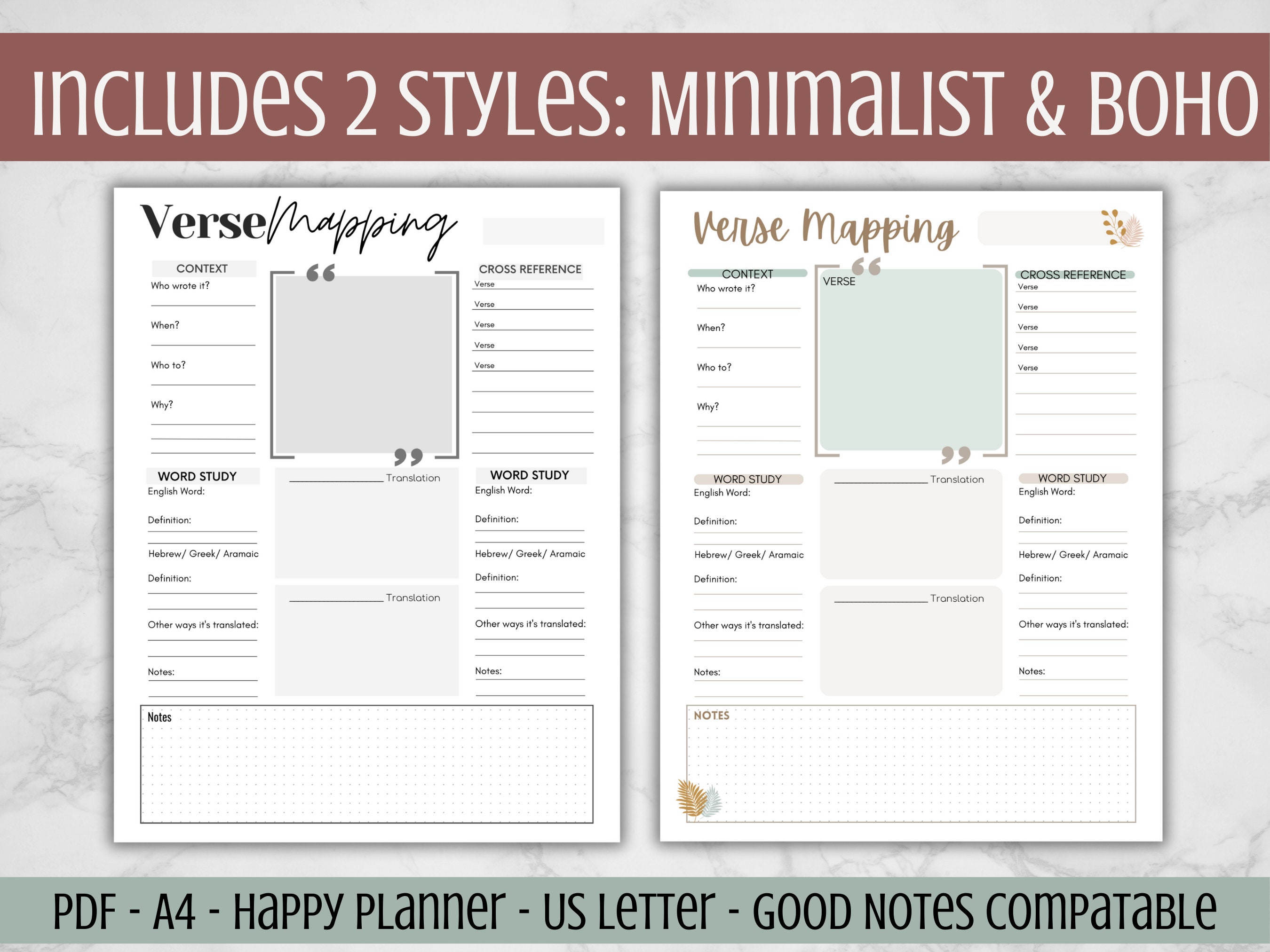 Bible study Mindful template Digital and printable bible study template