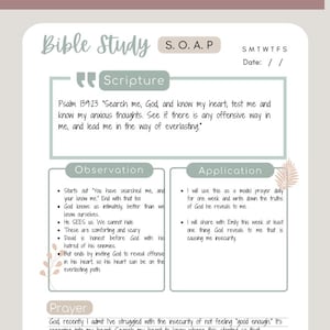 Printable SOAP Bible Study Template Beginners Guide Scripture Devotional Planner Goodnotes Bible Journal Christian Gift idea Teen faith image 11