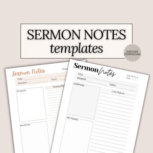 Druckbare Predigt Notizen Vorlage Schrift Reflection Journal Tägliche Dankbarkeit Planer Christliche Geschenk Idee Glaube Teen PDF Boho Goodnotes