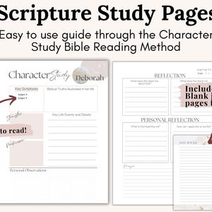 Christian Women of the Bible Study Workbook featuring 65 pages of printable devotionals, journaling pages, and Scripture study guides. Women of Courage theme includes a reflection journal and planner-style templates. Perfect as a Bible Study for women PDF download, small group workbook, or printable devotional resource for Christian women and teens.