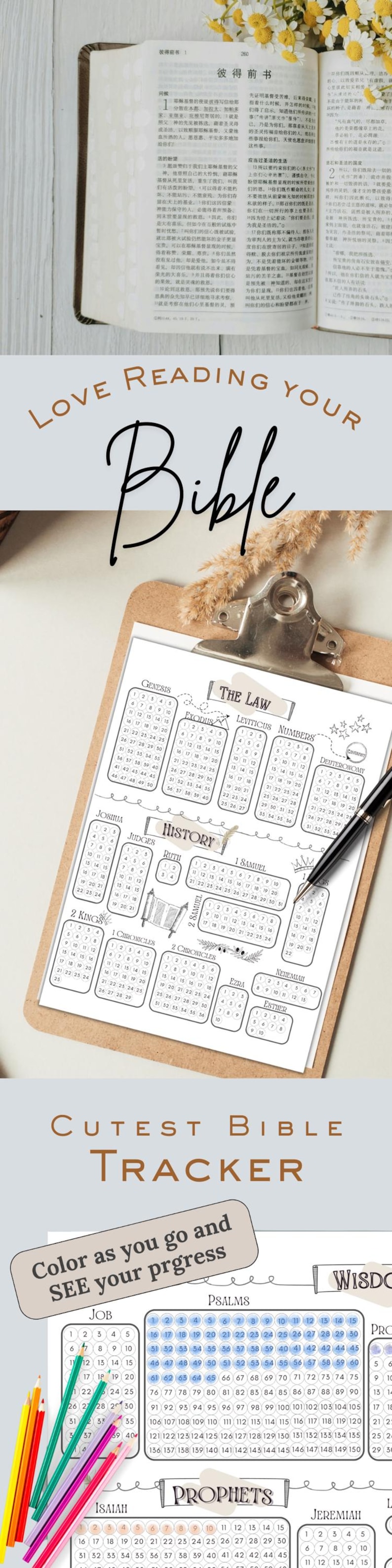 Bible Reading Tracker Daily Printable Bible Study Template Christian Journal Planner Faith Download Scripture Reading Christian Gift Idea image 11
