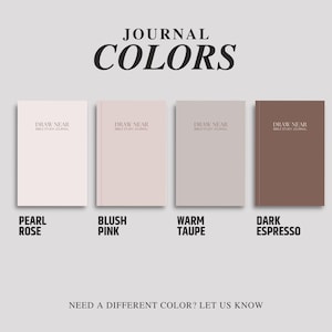 Minimalist 6x9 Guided Bible Study Journal for Christian women with the “Draw Near Bible Study Journal” cover design. Available in hardcover, softcover, and spiral bound options. A faith journal with scripture prompts for daily quiet time, small group study, or church ministry. Elegant Christian notebook for women seeking a simple, structured way to study God’s Word.