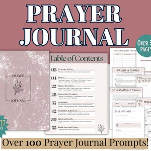Prayer Journal PINK Guided Christian Notebook, Faith & Gratitude Journal, Christian Daily Prayer Prompts, Printable Spiritual Growth Planner