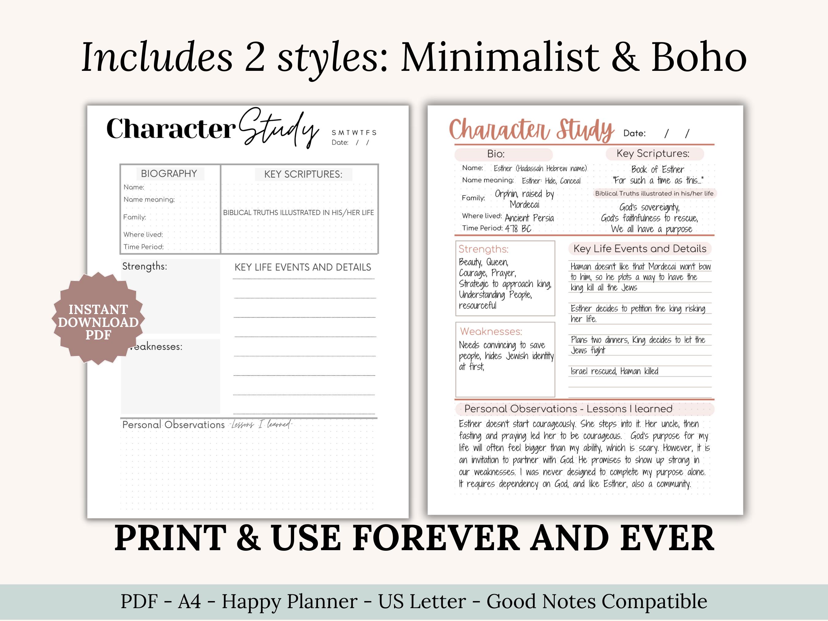 Bible Character Study Guide Printable Bible Study Template Daily ...