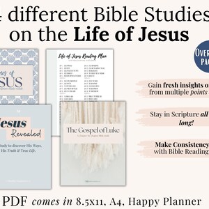 Printable Bible Study Bundle of Jesus Daily Devotional Planner for women Faith Chronological Scripture journal template Christian gift pdf image 9