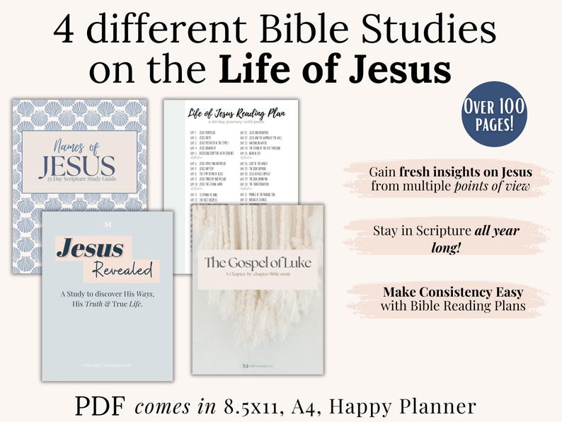 Printable Bible Study Bundle of Jesus Daily Devotional Planner for ...