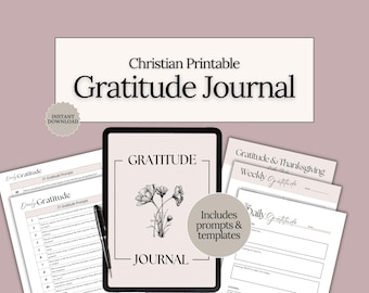 Christian Gratitude Journal Pink Prayer Journal Printable Daily Gratitude PDF Women Faith Templates Bible Study Journal devotional gift idea