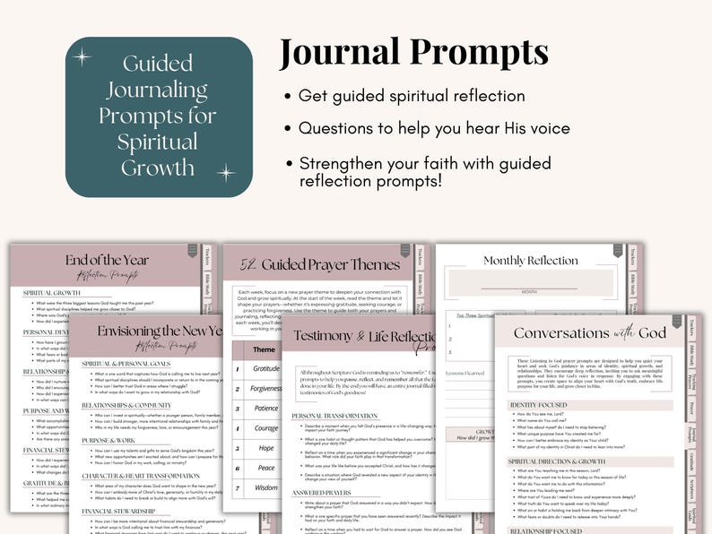 Interactive hyperlinked faith journal for women of faith. All-in-one Christian planner with Bible study templates prayer journal frameworks ACTS PRAY gratitude scripture plan 31 prompts trackers and end-of-month reflections. GoodNotes and Notability compatible instant digital download.